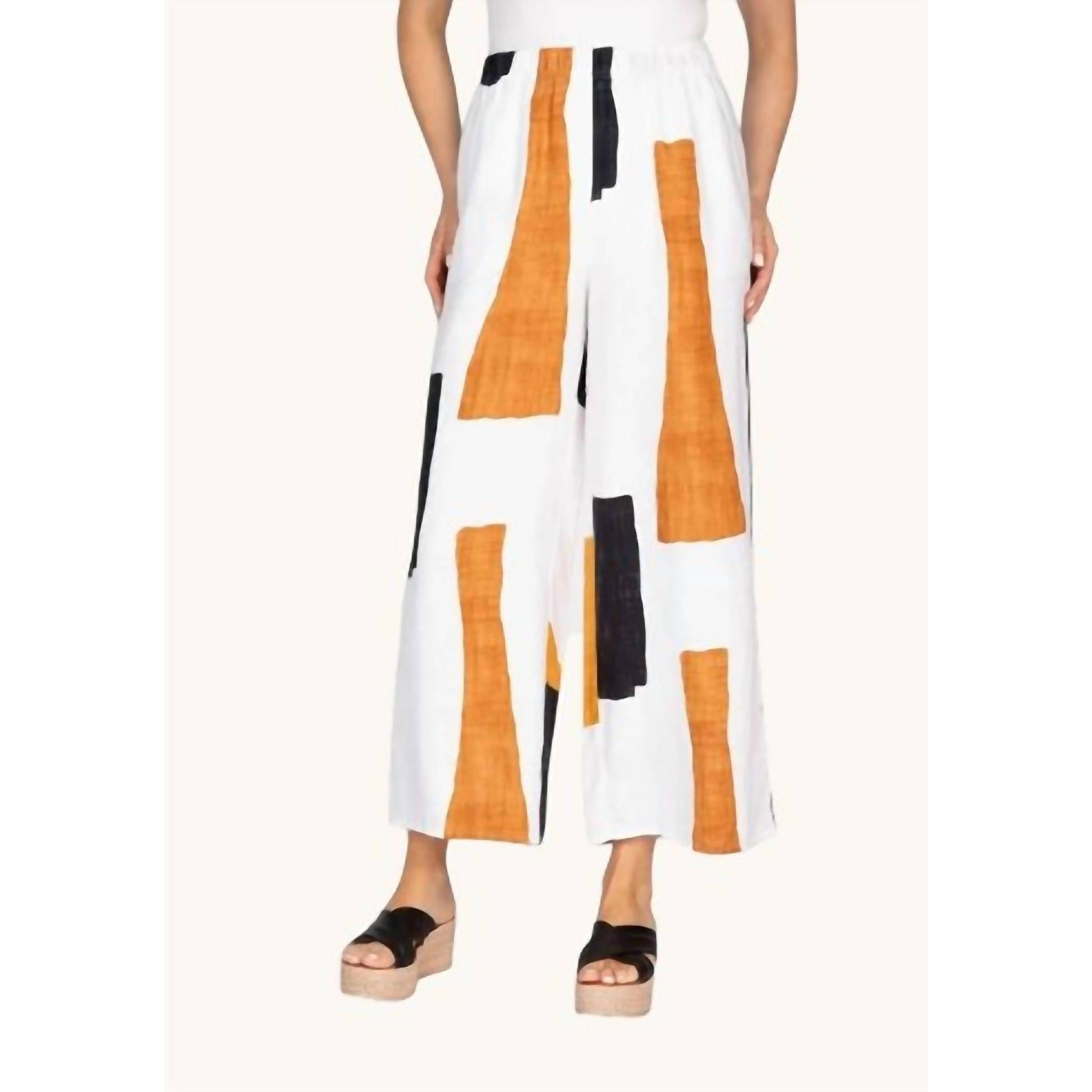 New Habitat Patterend Linen Pant In Nuteral